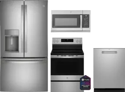4 Piece Package Includes Refrigerator, Range, Microwave And Dishwasher